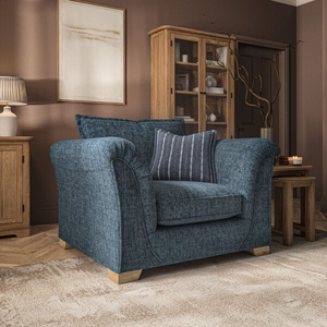 Milldale Armchair in  Milo Navy Fabric with Navy Scatters