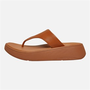 FitFlop Womens Leather Flatform Toe Post Sandals Light Tan