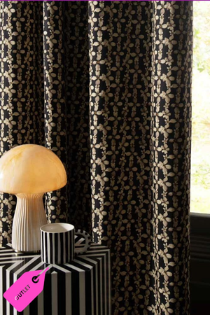 Midnight Daisy Print Blackout Lined Pair of Curtains W117cm x D183cm - SECONDS