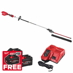 Milwaukee M18FHETE27-802 FUEL™ 18V 267cm Extended Pole Hedge Trimmer with 2x 8.0Ah Batteries & Charger