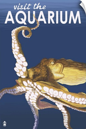 Octopus - Visit the Aquarium: Retro Travel Poster