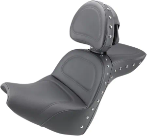 Saddlemen Explorer Special 2-Up Seat With Driver's Backrest in Black With Chrome Studs For 2018-2022 Softail Breakout Models (818-31-040)