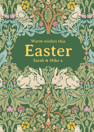William Morris Illustrated Floral Pattern Easter Card