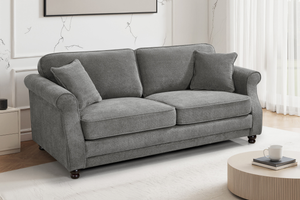 Dark Grey Chenille 3 Seater Sofa HUGO