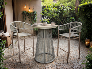 SOLACE+CO Hana Round Table & Lita Chairs Garden Bar Set White