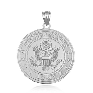 .925 Sterling Silver US Army Debossed Engravable Coin Pendant Necklace