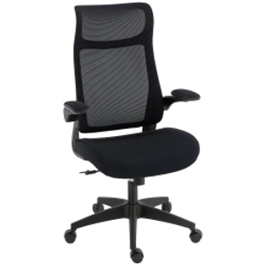 HOMCOM Silla de Oficina Ergonómica Giratoria de Malla con Soporte Lumbar Reposabrazos Abatibles Reposacabezas Basculante Negro
