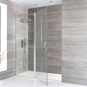 Milano Portland - Hinged Shower Door with 1400mm x 900mm White Slate Tray