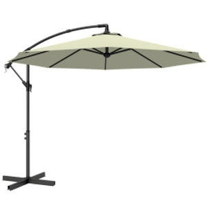 Outsunny 3m Overhanging Cantilever Parasol, with Cross Base - Beige