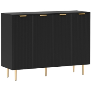 HOMCOM Sideboard Buffet Cabinet, Modern Kitchen Storage Cabinet with Adjustable Shelves and Metal Legs, Black