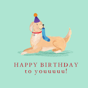 Moonpig Happy Birthday To Youuuuu Illustrated Golden Retriever Card