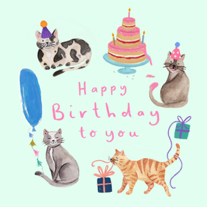 Moonpig Cute Illustrated Cats Happy Birthday To You Card