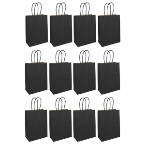 Black Paper Party Bags with Handles 22cm - Pack of 12