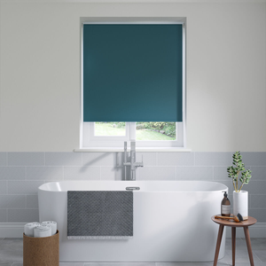 No Drill Libra Mambo Blue Roller Blinds: 1181mm x 1143mm Recess