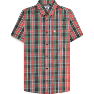 Lambretta Mens Check Short Sleeve Shirt - 3XL / Black/Red/Green