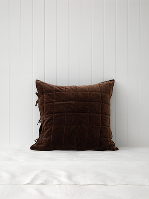 Belvedere Velvet European Pillowcase in Cocoa