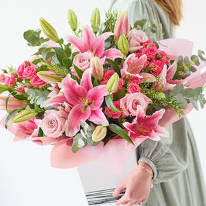 Pretty Pink Rose and Lily Bouquet