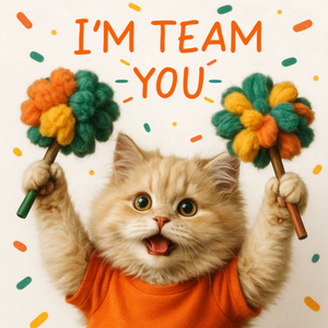 Moonpig I'm Team You Funny Cheerleader Cat Card