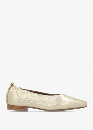 Elm Grove Gold Leather Ballet Pumps