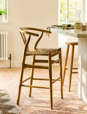 Chilthorne Wishbone Bar Stool - Ash Wood, Natural