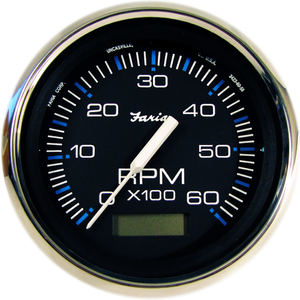 Chesapeake Black SS 6000 RPM Inboard Tachometer with Hourmeter