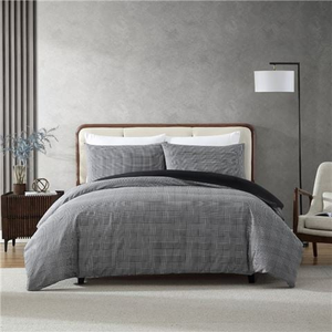 Kenneth Cole - Houndstooth Plaid Quilt Cover Set Black/White King 3pce