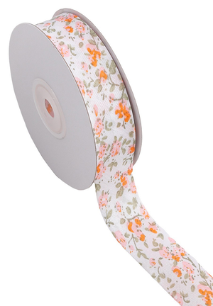 Biais fleuri - Orange