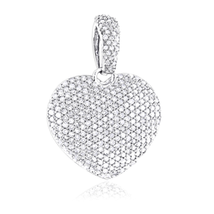 1 Carat Pave Diamond Heart Pendant 14K Gold