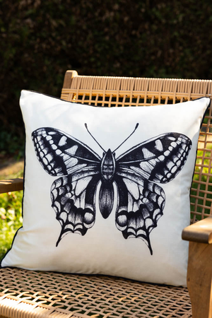 Monochrome Butterfly Outdoor Cushion