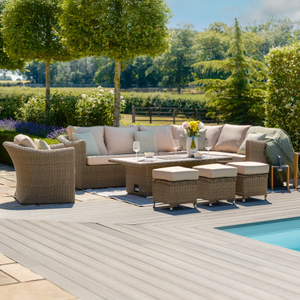 Maze - Winchester Deluxe Large Rattan Corner Dining Set with Rising Table & Armchair - Ceramic Glass