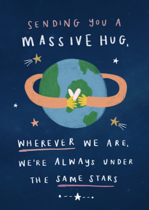 Sending You A Massive Hug Illustrated Planet Earth Card