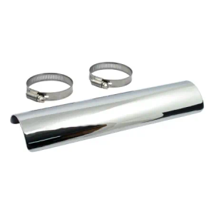 DOSS 10 Inch Long Smooth Heat Shield in Chrome Finish For 2-1/4 Inch Exhaust Pipes (52-131)