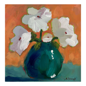 “Emerald Stillness” Original Acrylic Contemporary Expressionism Still Life Floral by Linda McDonough