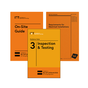 IET Wiring Regulations 18th Edition, On-Site Guide and Guidance Note 3 Bundle (A4:2026)