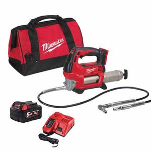 Milwaukee M18 GG 18V Grease Gun with 1x 5.0Ah Battery, Charger and Contractor Bag