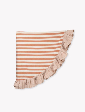 Harlton Tablecloth Round Wide Stripe 190cm - Cotton, Terracotta
