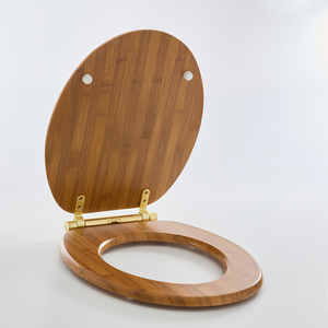 Milano Richmond - Traditional Oak Soft Close Toilet Seat with Brushed Brass Hinges