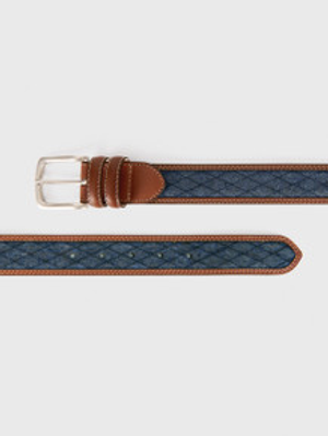 Blue Cork Inlaid Handmade Leather Belt