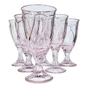 Petal Pink Swirling Goblets- Set of Six