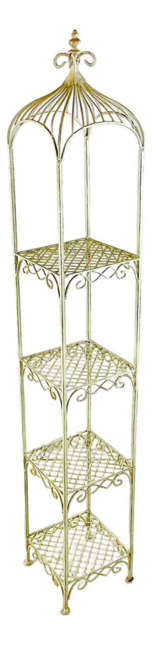 1970s Vintage French Empire Hollywood Regency Iron Display Etagere Tower.