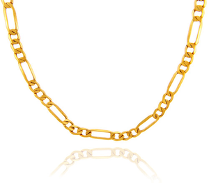 2.2mm Hollow 10K Gold Figaro Chain Link Necklace