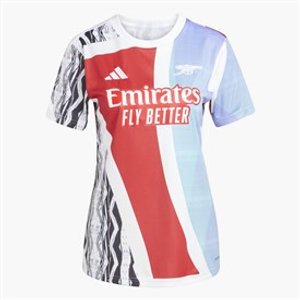 adidas Womens AFC Arsenal FC 24/25 Pre Match Jersey Better Scarlet/White/Black/Clear Aqua