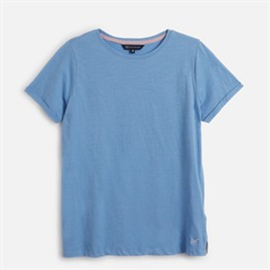 Crew Clothing Womens Short Sleeve Slub T-Shirt Della Robbia Blue