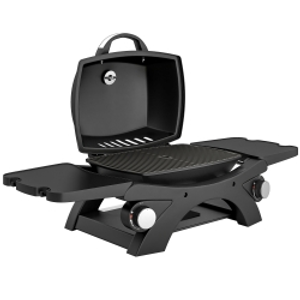 Outsunny 2 Burner Gas Grill with 2 Detachable Side Tables, 3.8 KW Steel Barbecue Grill with Cast Iron Grates, Lid, Thermometer