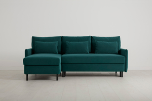Model 12 - Three Seater Left Chaise Sofa Bed with Storage - Velvet Kingfisher