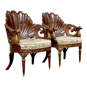 Vintage Boho Hand Carved Grotto Chairs - a Pair