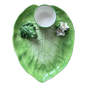 The Mane Lion- Italian Faience Lily Pad/Frog Platter