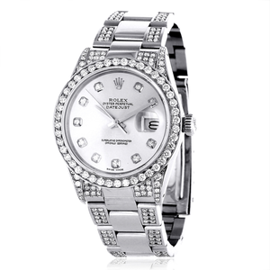 34mm Diamond Bezel & Band Rolex Datejust Women's Watch 6.5ct White MOP