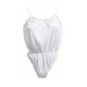 Lebodi Romance White Wedding Bodysuit Bloomer Style Elasticated Waistband (XS)