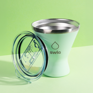 SWIG Chill Ice Cream Cup with Lid Mint with Silver 300mL